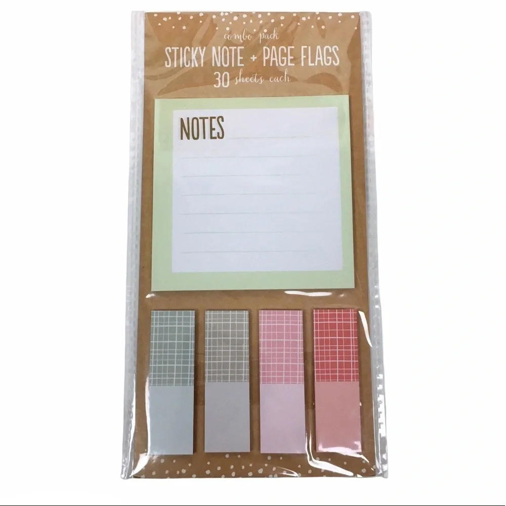Christmas Plaid Dots Stationery Set Notepad Sticky Notes Page Flags Washi Tape